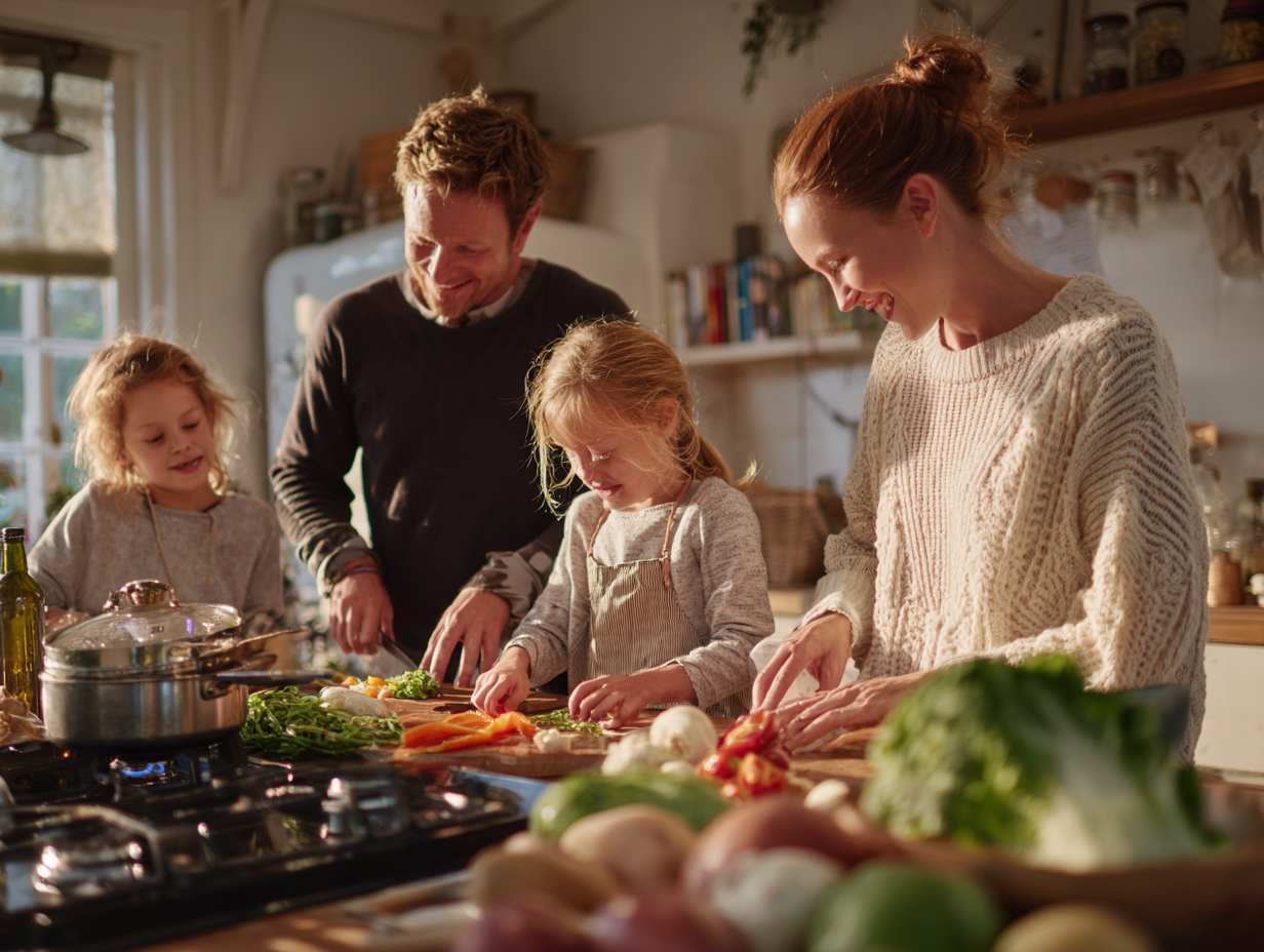 Різноманітні свіжі продукти для збалансованого харчування